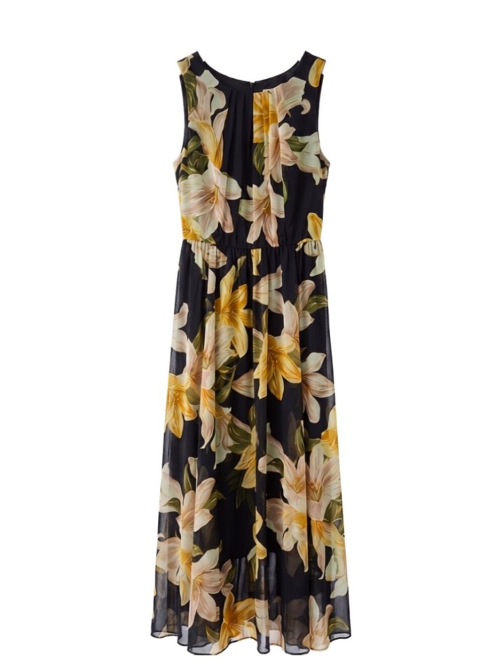 Like New - Alexa B Floral Chiffon Sleeveless Tie-Waist Maxi Dress Size 14